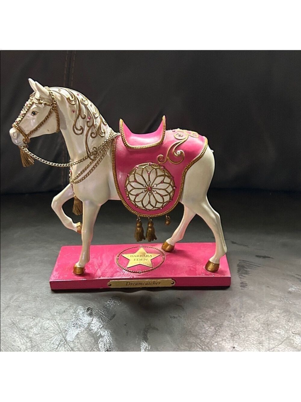 Dreamcatcher Horse Figurine - Pink and Gold